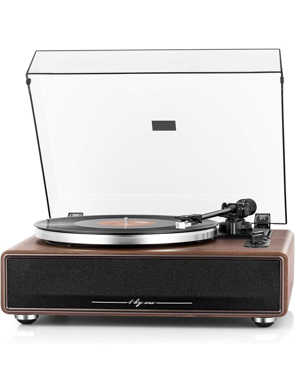 1byone H009 Wireless High Fidelity Belt Drive Turntable Bluetooth Speaker Wood